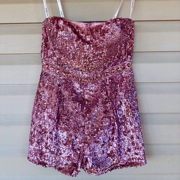 Sherri Hill Dresses & Skirts - Sherri Hill pink sequin strapless jumpsuit shorts